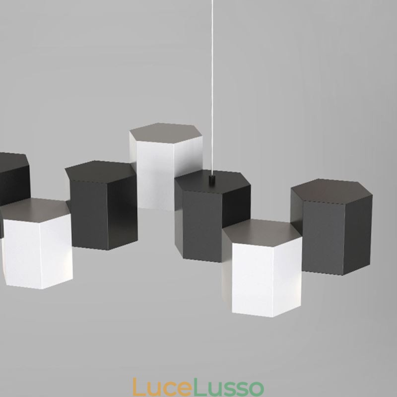 Lampada a sospensione esagonale moderna, combinazione creativa