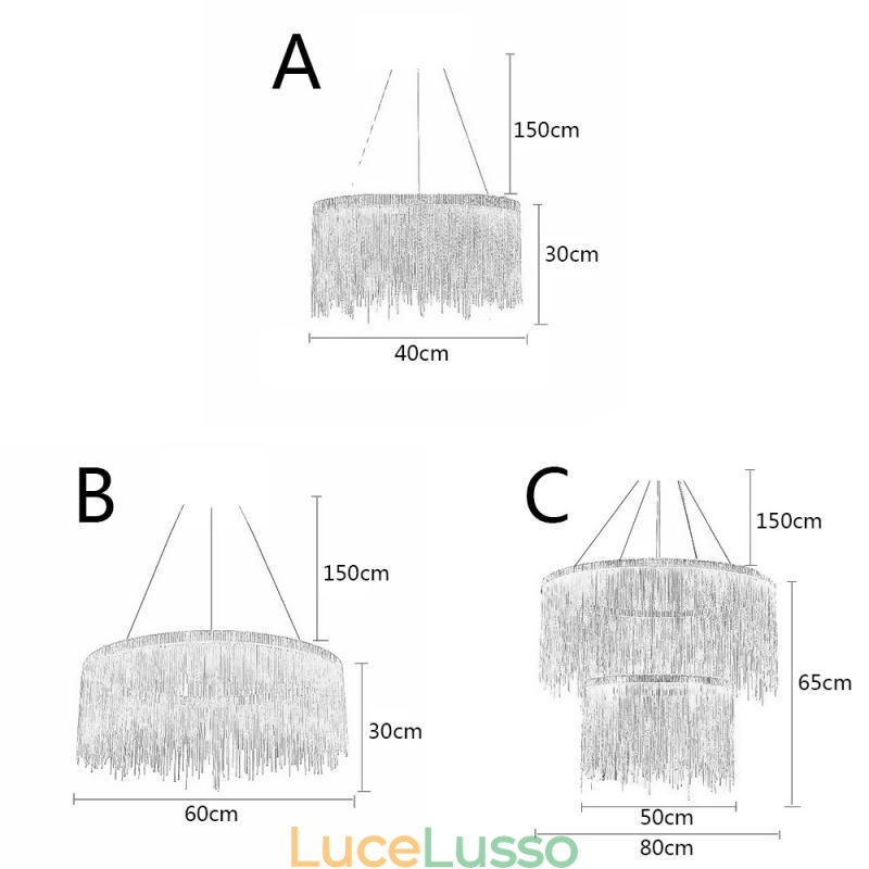 Lampadario rotondo con ciondolo a nappa di lusso