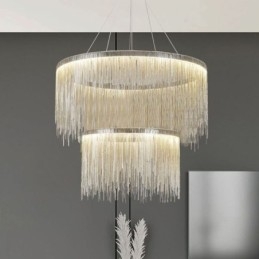 Lampadario rotondo con ciondolo a nappa di lusso