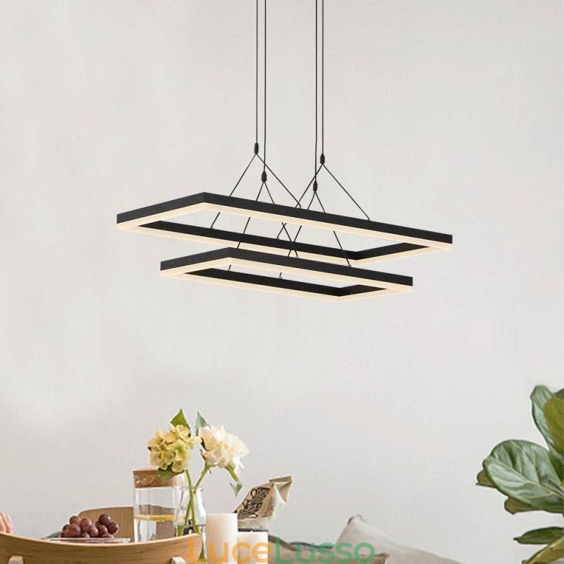 Lampadario moderno con cornice in acrilico nero