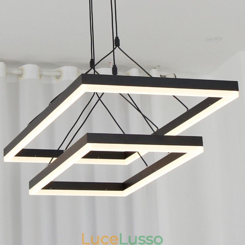 Lampadario moderno con cornice in acrilico nero
