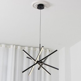 Lampada a sospensione moderna dimmerabile con striscia nera da soffitto
