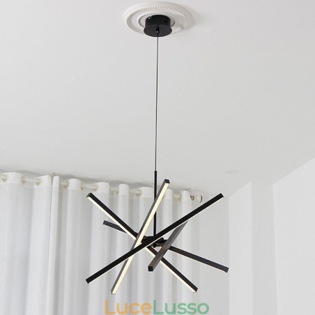 Lampada a sospensione moderna dimmerabile con striscia nera da soffitto Lampada a sospensione moderna dimmerabile con striscia nera da soffitto