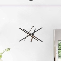 Lampada a sospensione moderna dimmerabile con striscia nera da soffitto