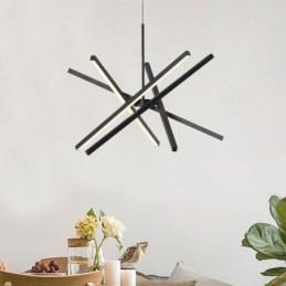 Lampada a sospensione moderna dimmerabile con striscia nera da soffitto