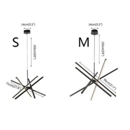 Lampada a sospensione moderna dimmerabile con striscia nera da soffitto