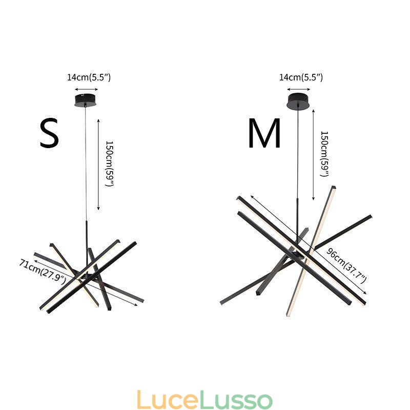 Lampada a sospensione moderna dimmerabile con striscia nera da soffitto