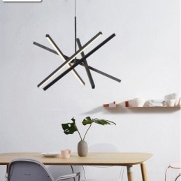 Lampada a sospensione moderna dimmerabile con striscia nera da soffitto