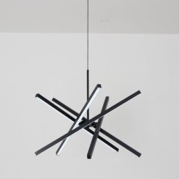 Lampada a sospensione moderna dimmerabile con striscia nera da soffitto