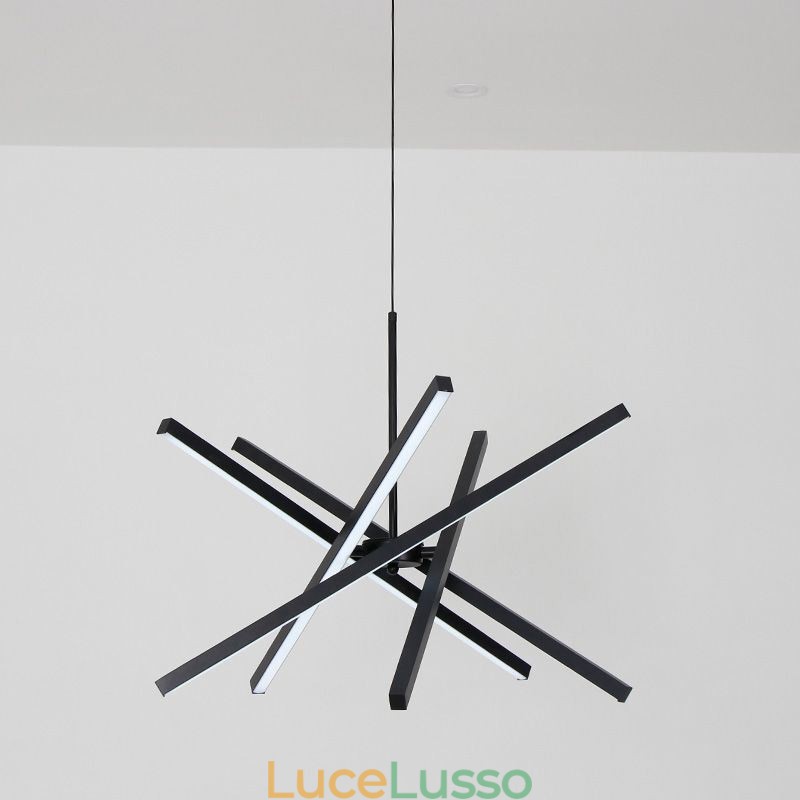 Lampada a sospensione moderna dimmerabile con striscia nera da soffitto