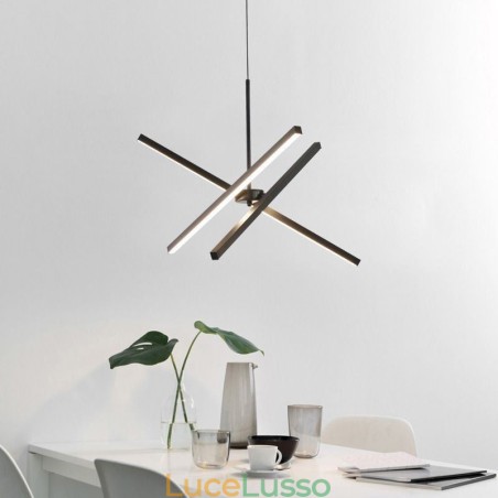 Lampada a sospensione moderna dimmerabile a striscia nera Lampada a sospensione moderna dimmerabile a striscia nera