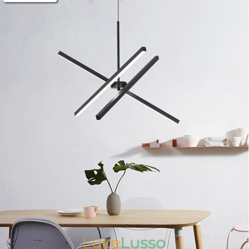Lampada a sospensione moderna dimmerabile a striscia nera