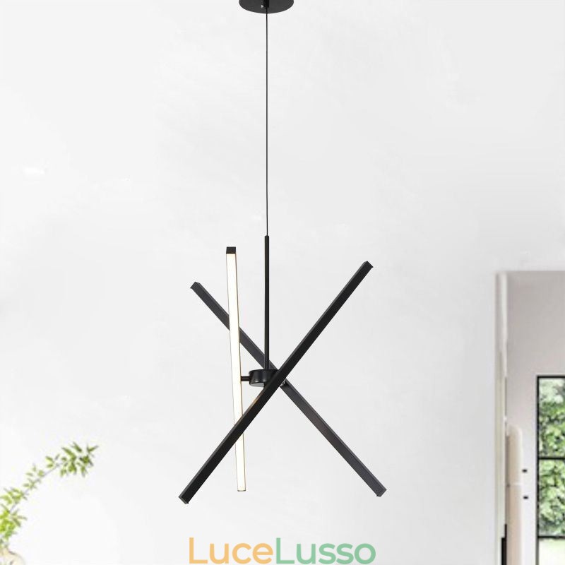 Lampada a sospensione moderna dimmerabile a striscia nera