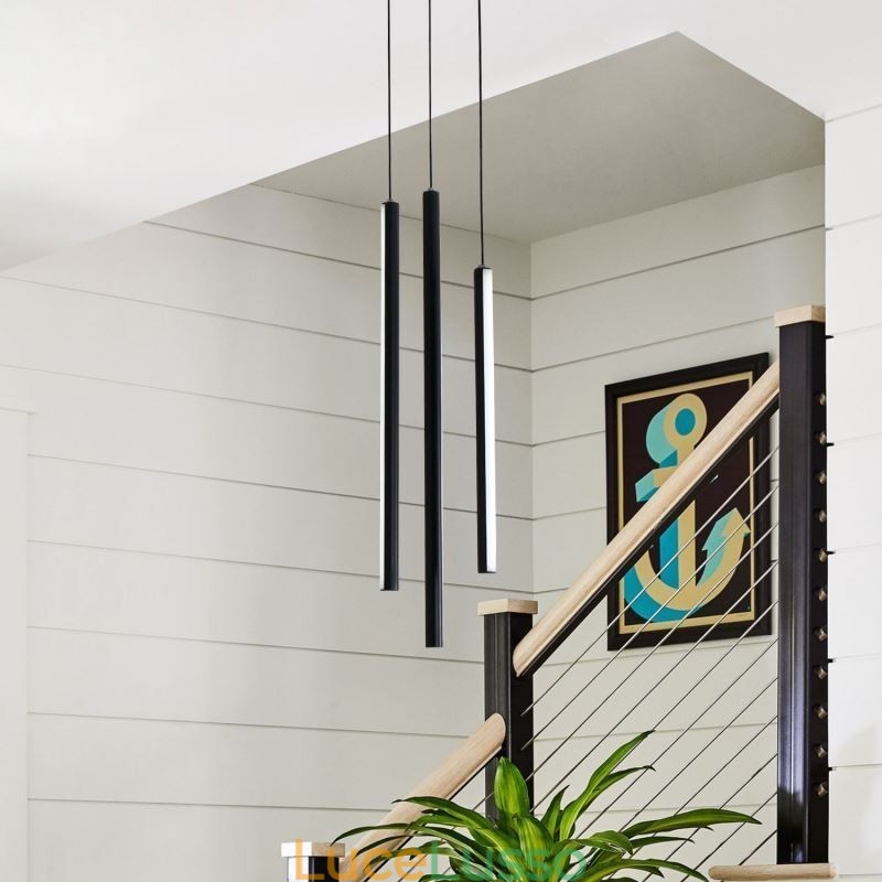 Lampadario moderno a lunga striscia, luce pendente, edificio duplex