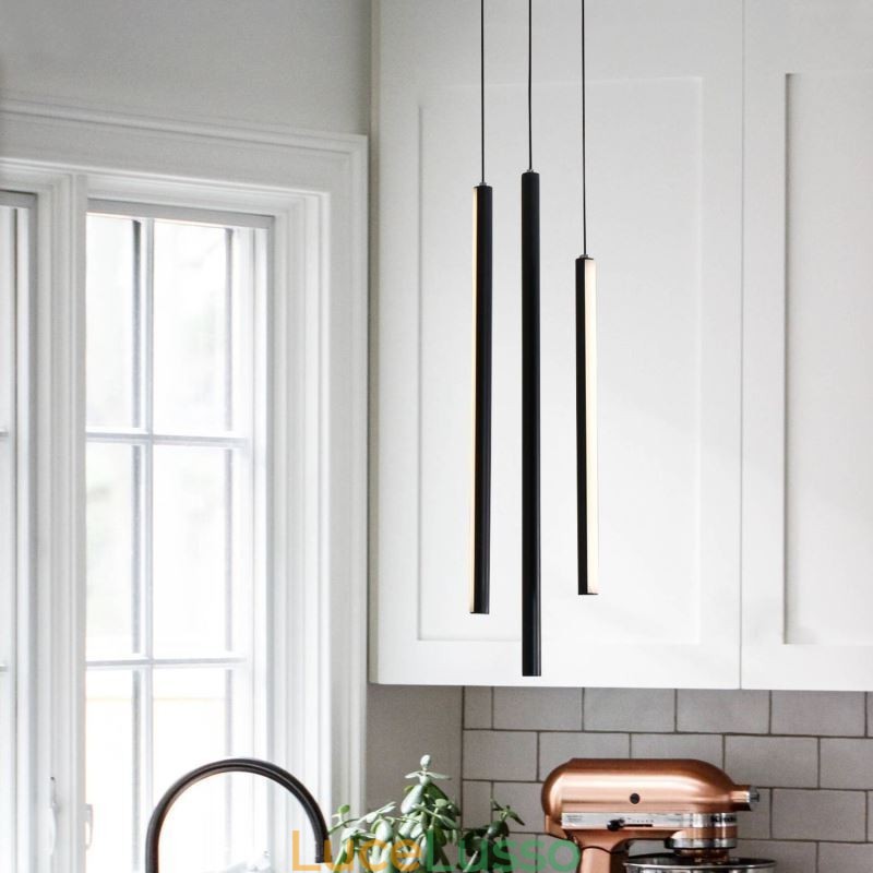 Lampadario moderno a lunga striscia, luce pendente, edificio duplex