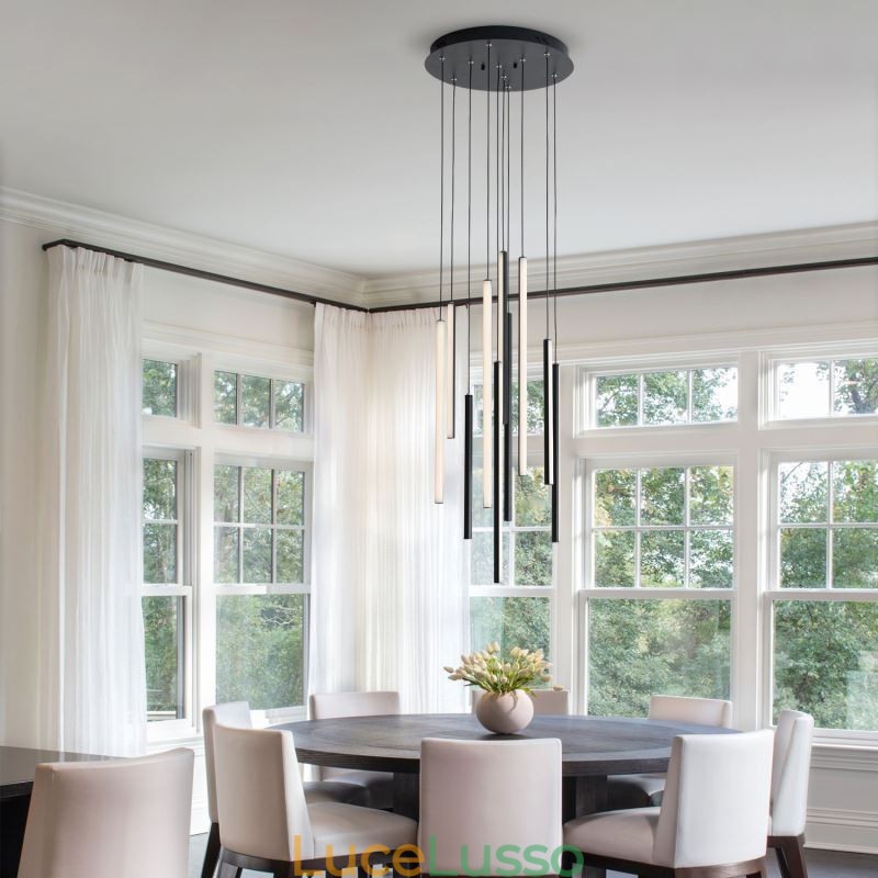 Lampadario moderno a lunga striscia, luce pendente, edificio duplex