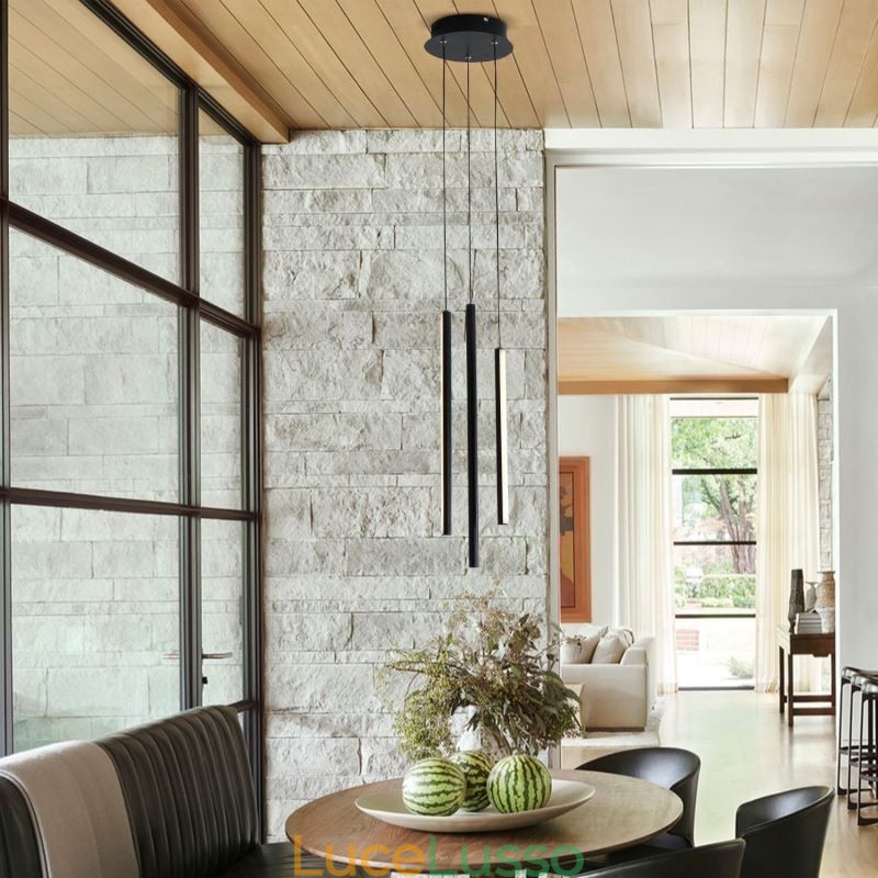 Lampadario moderno a lunga striscia, luce pendente, edificio duplex