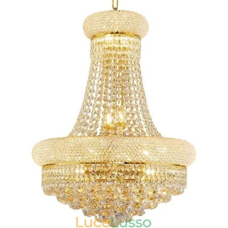 Lampadario a forma di corona Lussuosa luce pendente in cristallo Lampadario a forma di corona Lussuosa luce pendente in cristallo