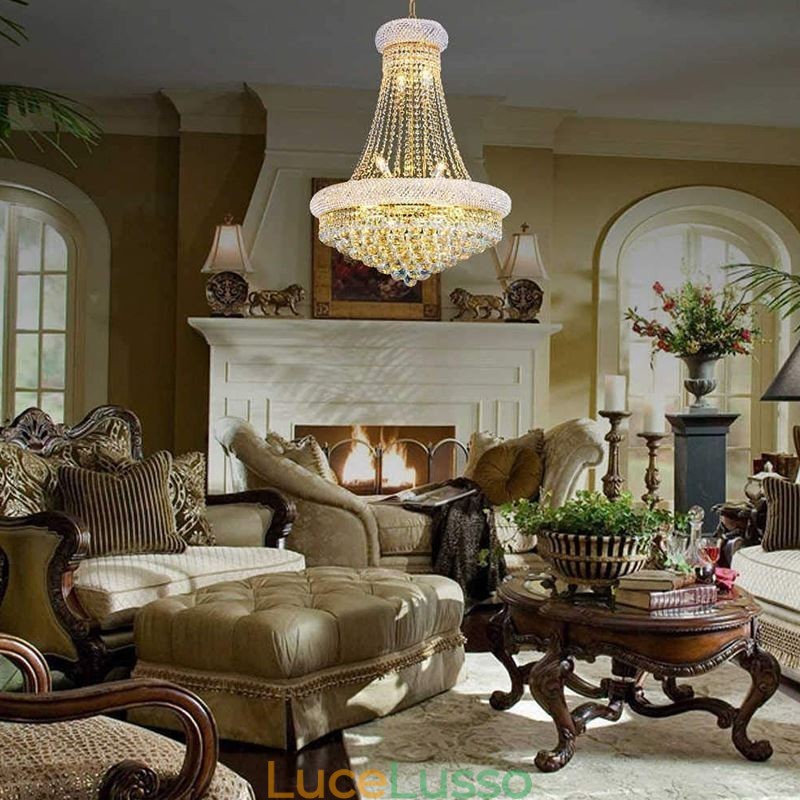 Lampadario a forma di corona Lussuosa luce pendente in cristallo