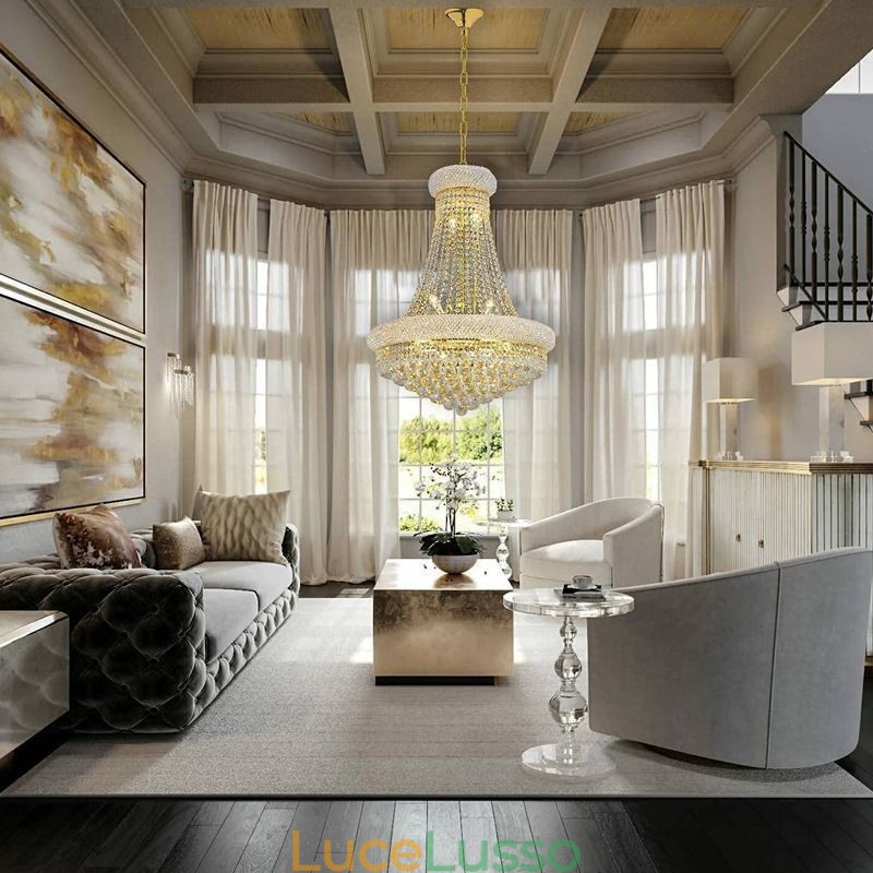 Lampadario a forma di corona Lussuosa luce pendente in cristallo