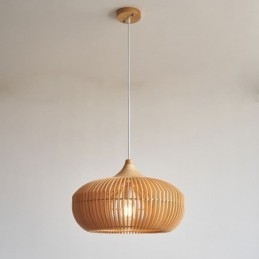 Lampadario a forma di zucca con struttura in legno