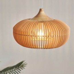 Lampadario a forma di zucca con struttura in legno