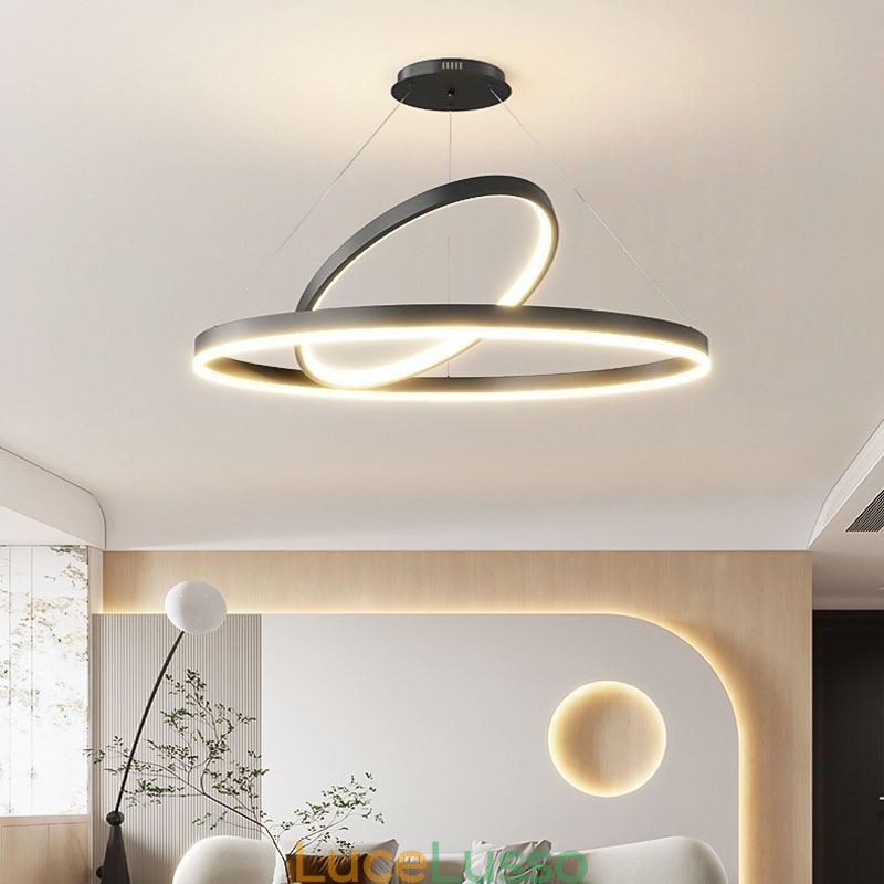 Lampada a sospensione moderna con anelli circolari in acrilico