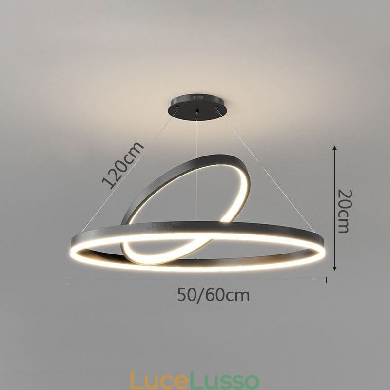 Lampada a sospensione moderna con anelli circolari in acrilico