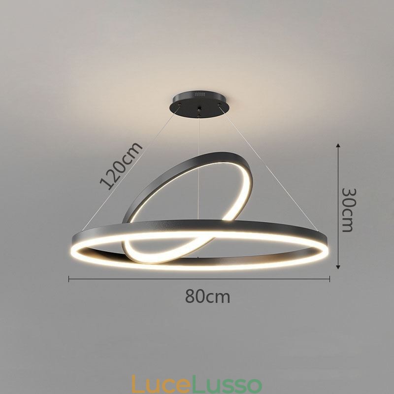 Lampada a sospensione moderna con anelli circolari in acrilico