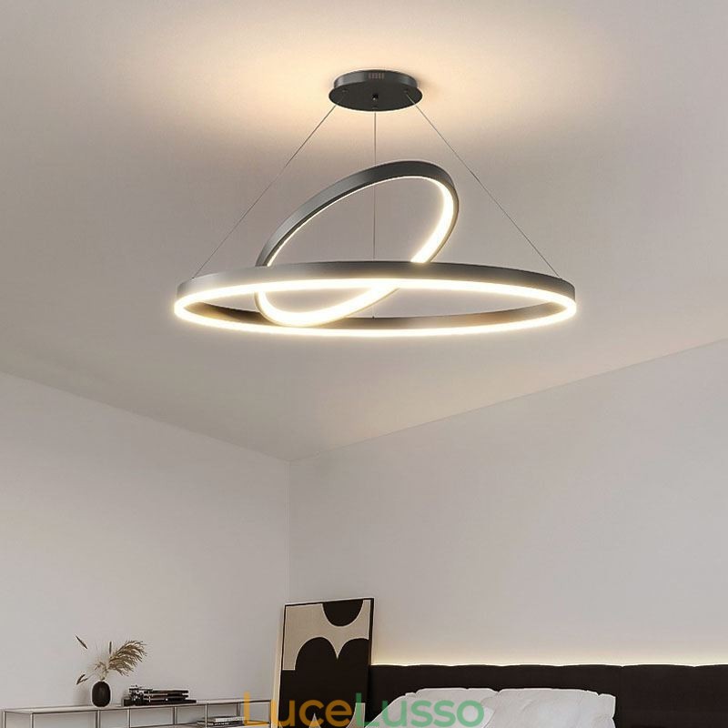 Lampada a sospensione moderna con anelli circolari in acrilico