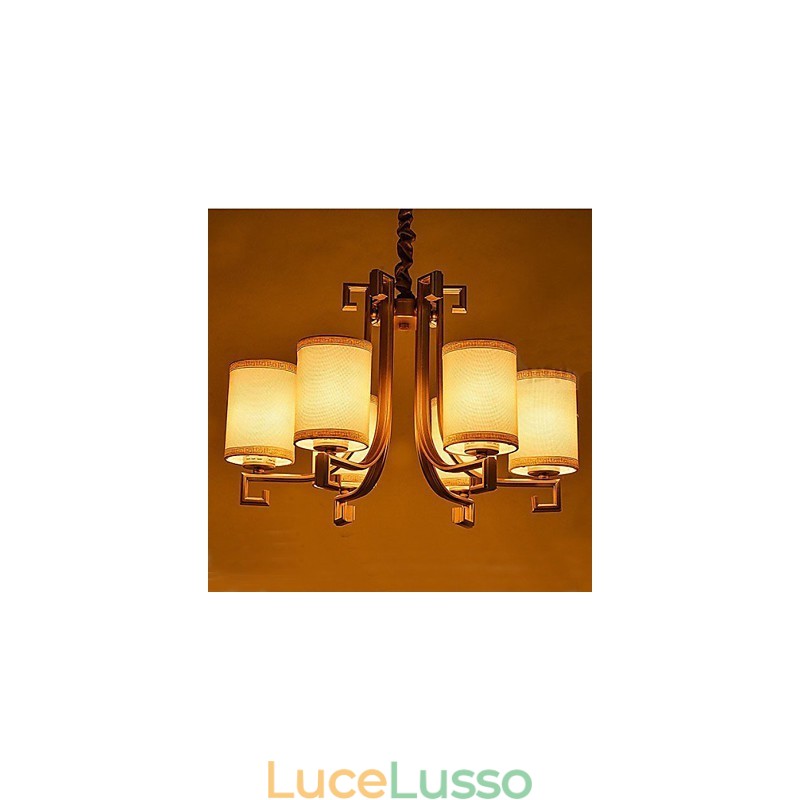 Lampadario in stile cinese in ferro e rame, imitazione lampade ad aria