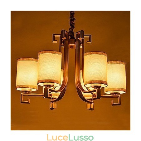 Lampadario in stile cinese in ferro e rame, imitazione lampade ad aria Lampadario in stile cinese in ferro e rame, imitazione lampade ad aria