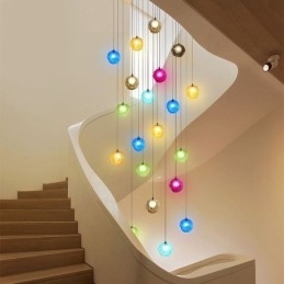 Lampadario moderno a forma di sfera di cristallo Lampadario di cristallo colorato (stile colorato, contattaci)