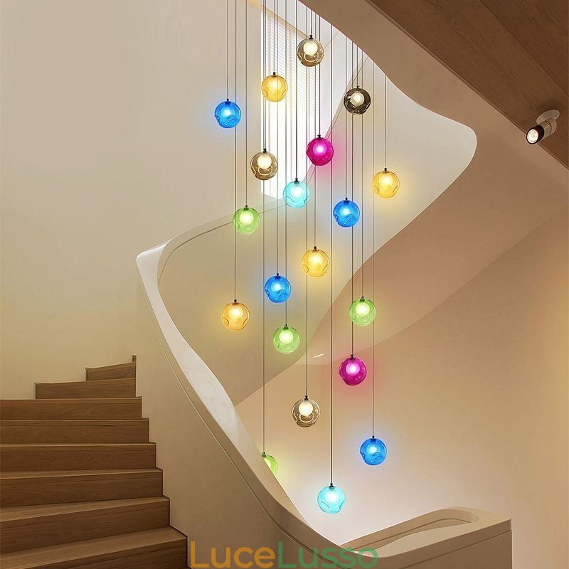 Lampadario moderno a forma di sfera di cristallo Lampadario di cristallo colorato (stile colorato, contattaci)