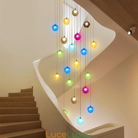 Lampadario moderno a forma di sfera di cristallo Lampadario di cristallo colorato (stile colorato, contattaci) Lampadario moderno a forma di sfera di cristallo Lampadario di cristallo colorato (stile colorato, contattaci)