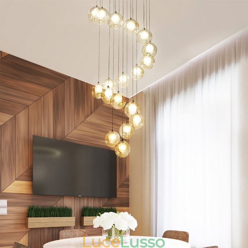 Lampadario moderno a forma di sfera di cristallo Lampadario di cristallo colorato (stile colorato, contattaci)