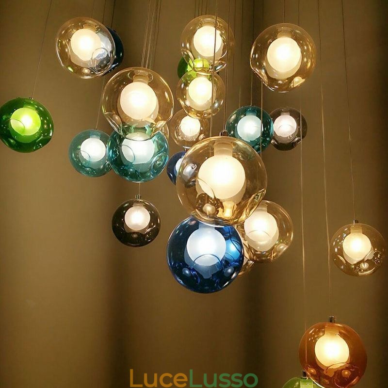 Lampadario moderno a forma di sfera di cristallo Lampadario di cristallo colorato (stile colorato, contattaci)