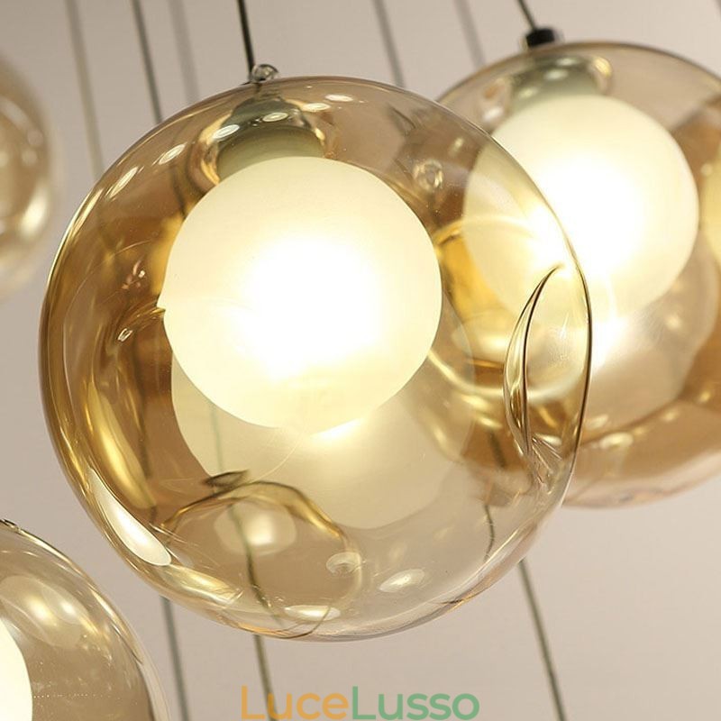 Lampadario moderno a forma di sfera di cristallo Lampadario di cristallo colorato (stile colorato, contattaci)