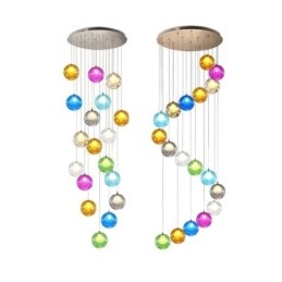 Lampadario moderno a forma di sfera di cristallo Lampadario di cristallo colorato (stile colorato, contattaci)