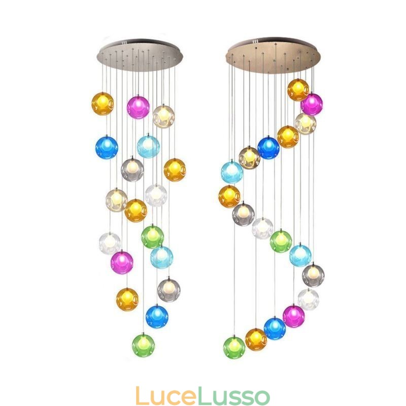 Lampadario moderno a forma di sfera di cristallo Lampadario di cristallo colorato (stile colorato, contattaci)