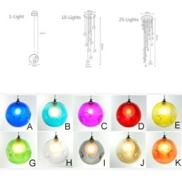 Lampadario moderno a forma di sfera di cristallo Lampadario di cristallo colorato (stile colorato, contattaci)