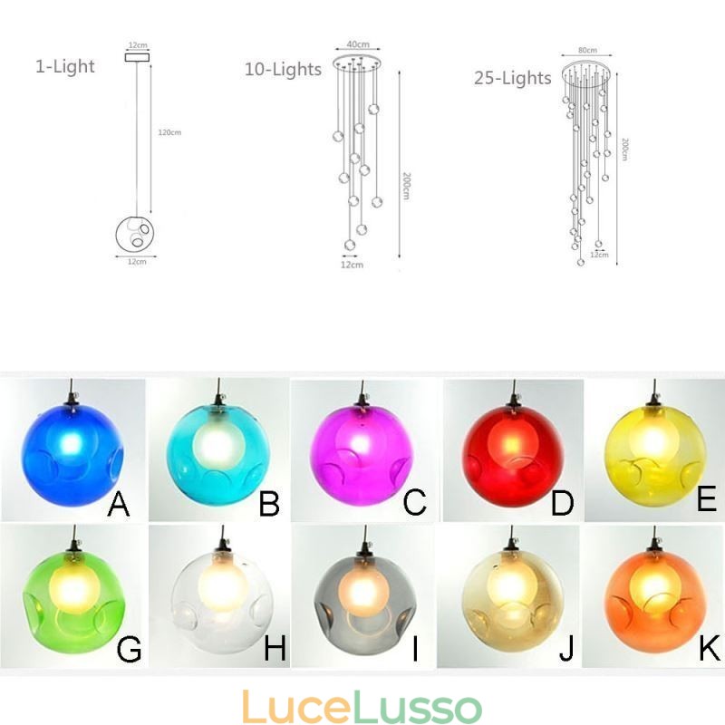 Lampadario moderno a forma di sfera di cristallo Lampadario di cristallo colorato (stile colorato, contattaci)