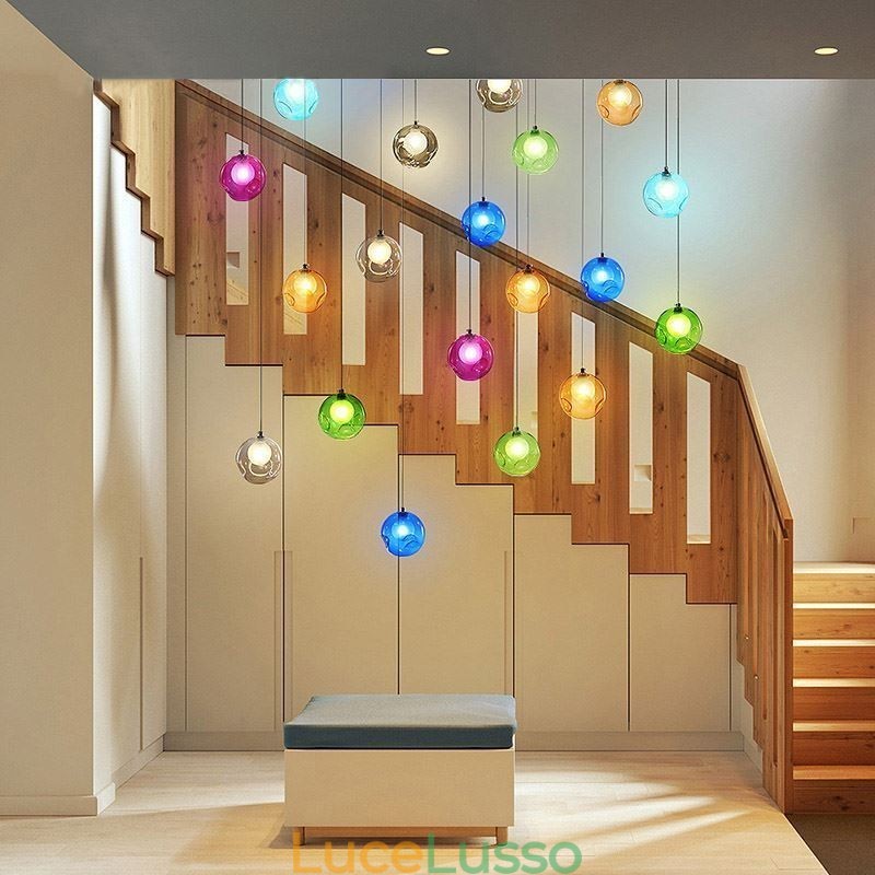 Lampadario moderno a forma di sfera di cristallo Lampadario di cristallo colorato (stile colorato, contattaci)