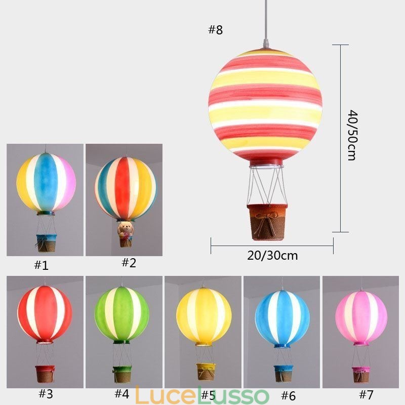 Lampada a sospensione a palloncino colorato con decorazione in acrilico