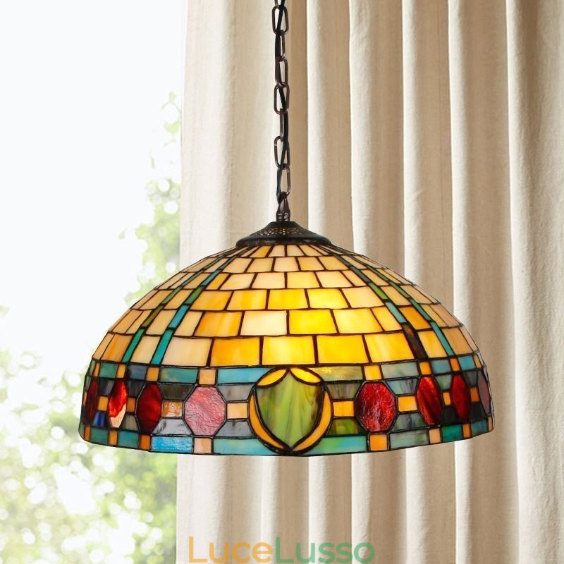 Lampada a sospensione in vetro colorato Lampada a sospensione vintage
