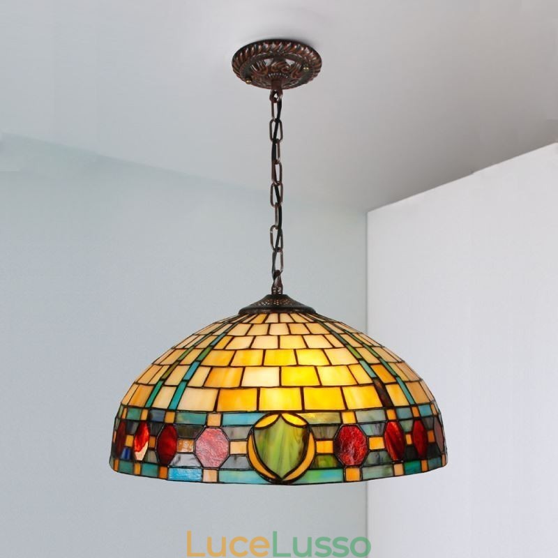 Lampada a sospensione in vetro colorato Lampada a sospensione vintage