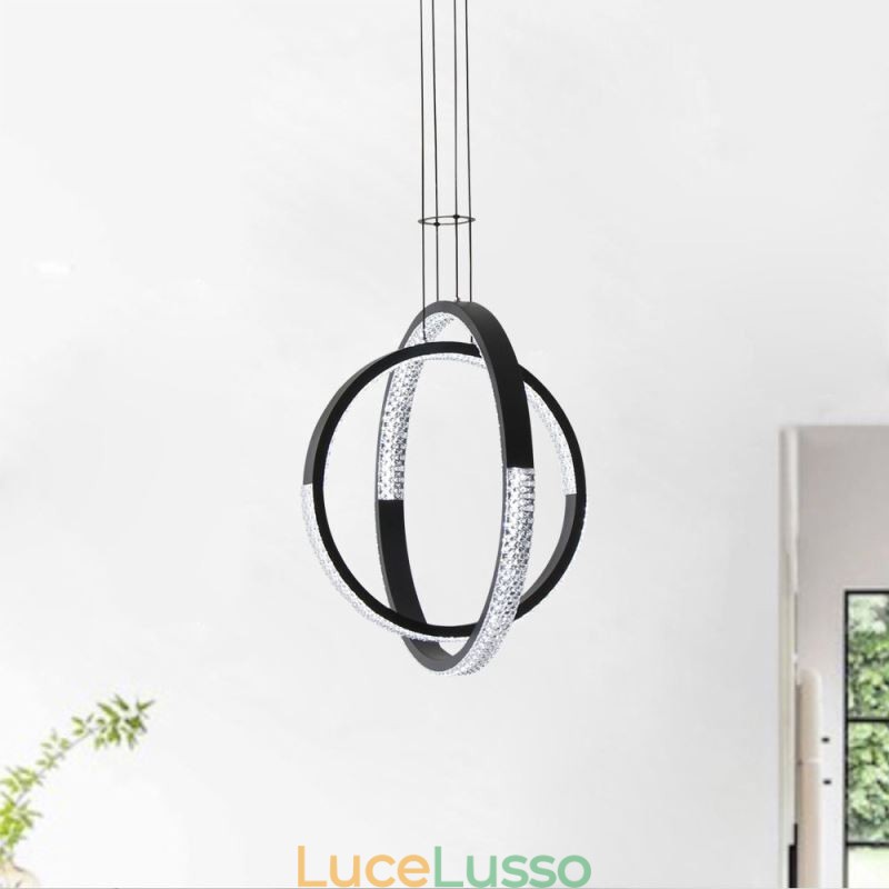 Lampadario moderno 2 anelli illuminazione pendente sala da pranzo