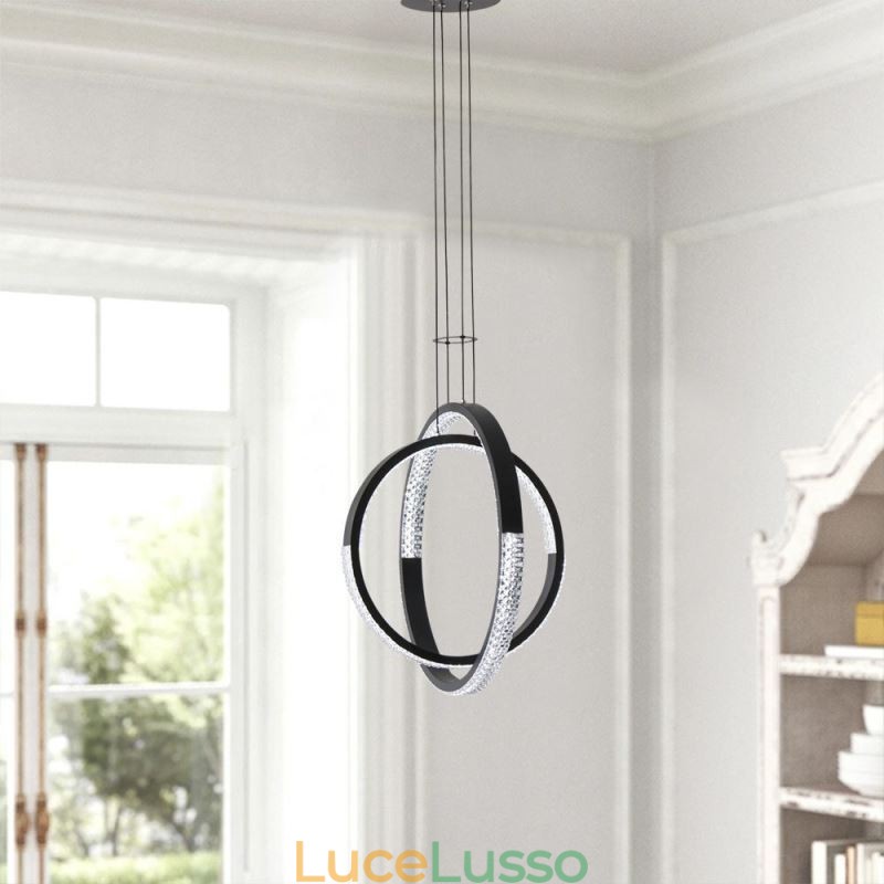 Lampadario moderno 2 anelli illuminazione pendente sala da pranzo