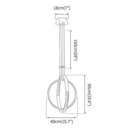 Lampadario moderno 2 anelli illuminazione pendente sala da pranzo