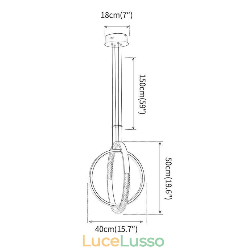 Lampadario moderno 2 anelli illuminazione pendente sala da pranzo